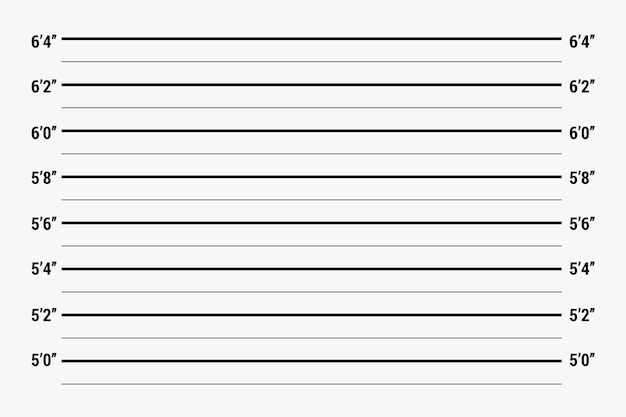 Chriminal height mugshot lines for police verification