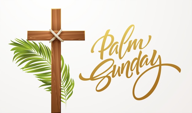 Free vector christian cross. congratulations on palm sunday, easter and the resurrection of christ. vector illustration eps10