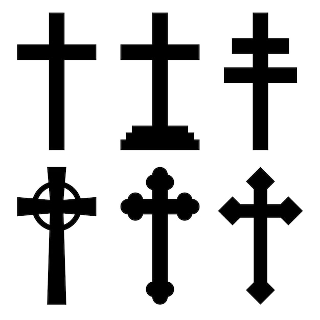 Free Vector christian crosses glyph style collection