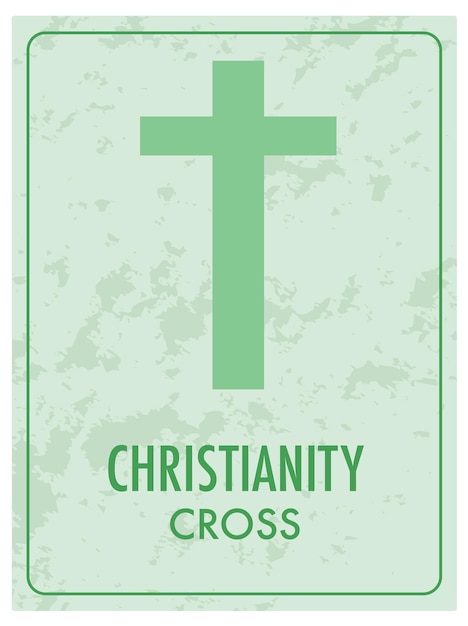 Free vector christianity green card with cross symbol