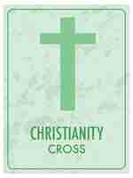 Free vector christianity green card with cross symbol