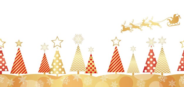 Christmas Abstract Seamless Forest Vector Illustration With Text Space. Horizontally Repeatable.