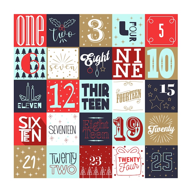 Free vector christmas advent calendar flat design