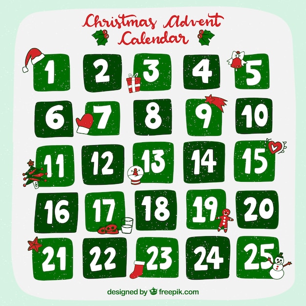 Christmas advent calendar in green