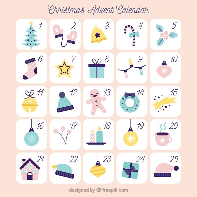 ライトピンクのフレームのクリスマスアドベントカレンダー