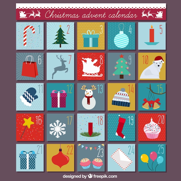 Бесплатное векторное изображение Рождественский календарь появление