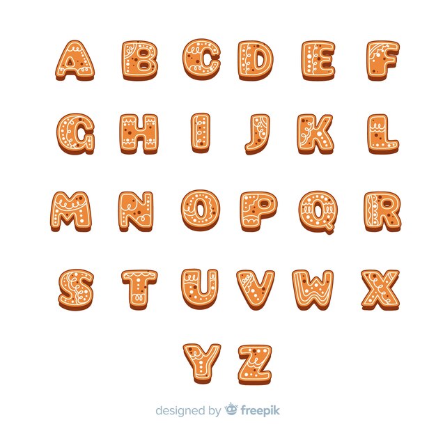 Christmas alphabet made of delicious gingerbread