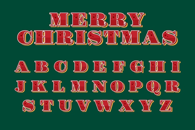 Free vector christmas alphabetical letters in retro style