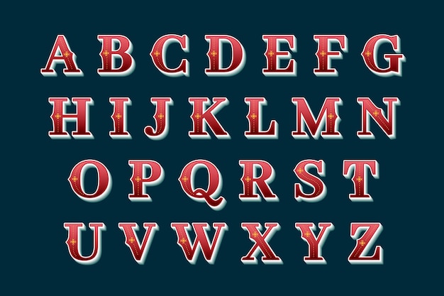 Christmas alphabetical letters in vintage style