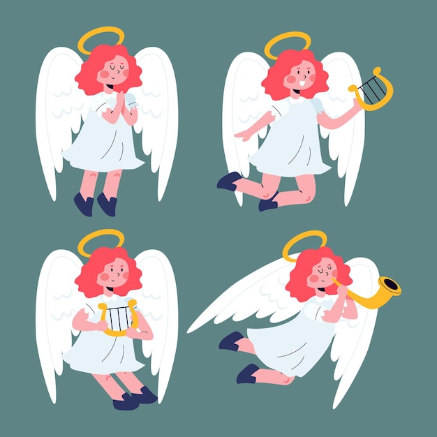 Free vector christmas angel collection in flat design