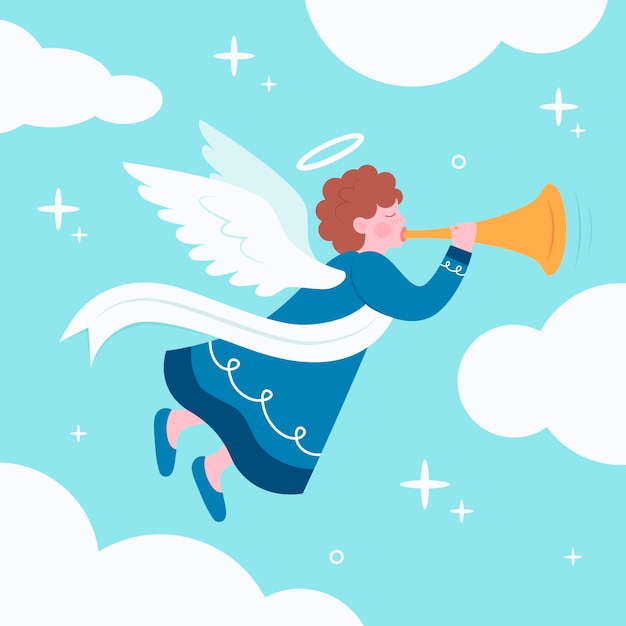 Christmas angel concept in flat design