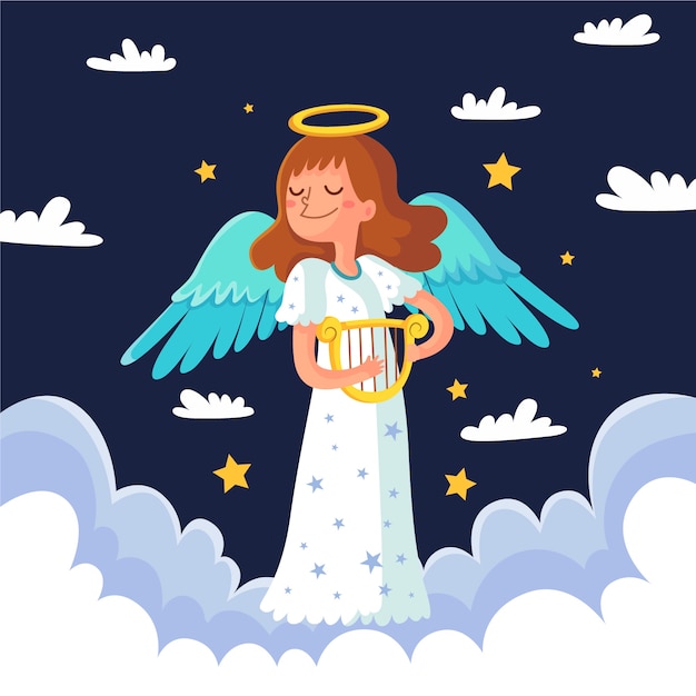 Free vector christmas angel concept in flat design