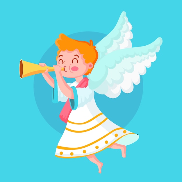 Free vector christmas angel concept in flat design