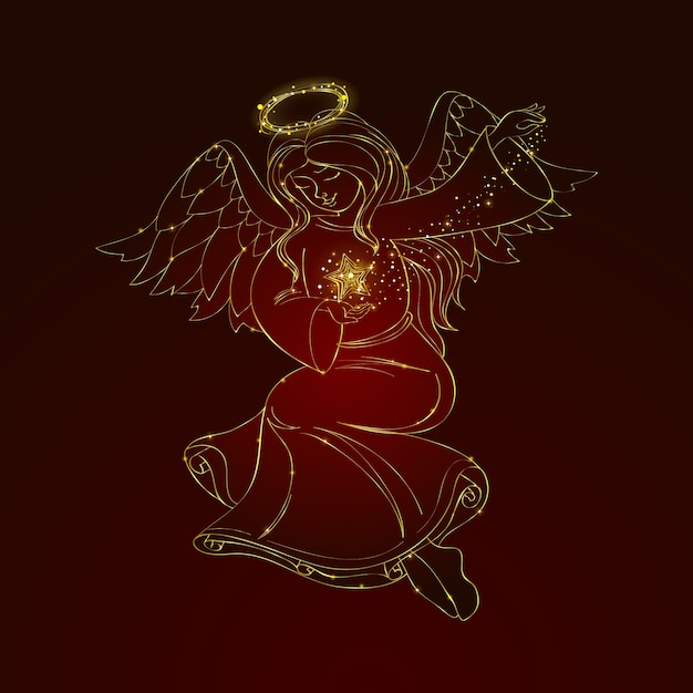 Free vector christmas angel concept in hand drawn