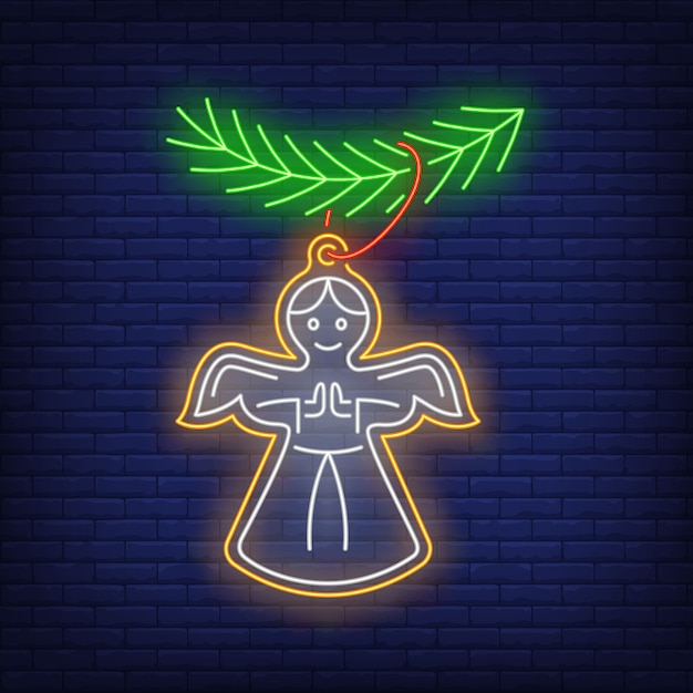 Christmas angel cookie in neon style