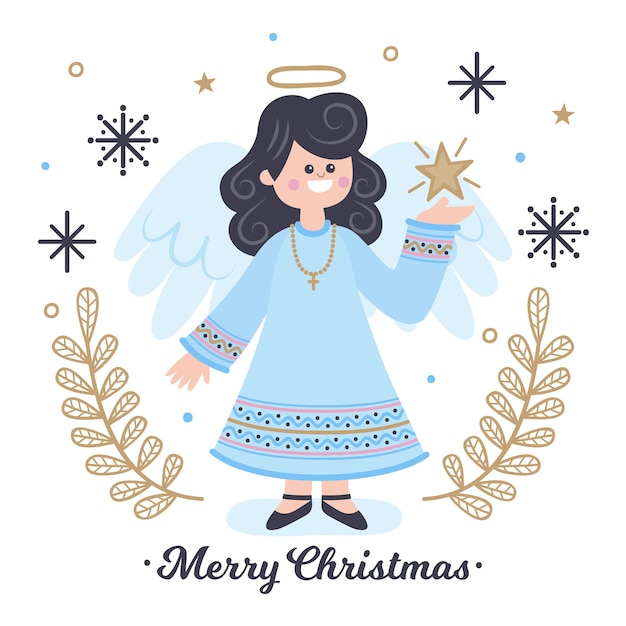 Christmas angel in flat design