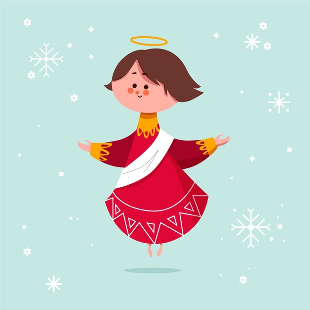 Free vector christmas angel in flat design