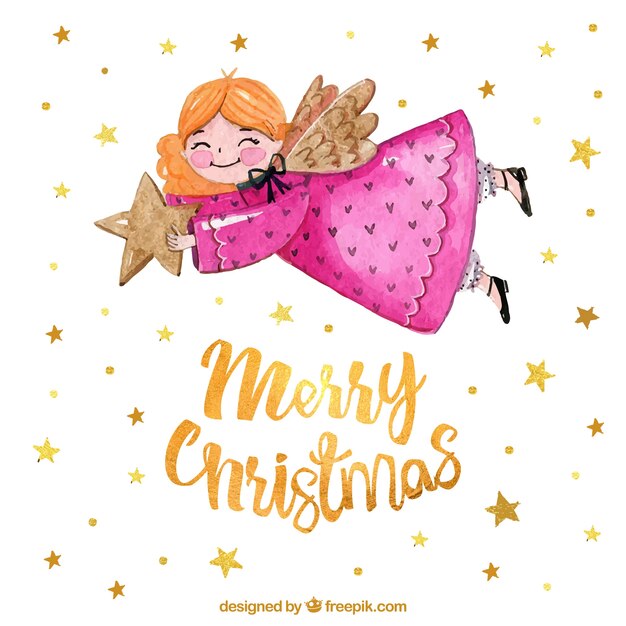 Download Free Christmas angel holding a golden star SVG DXF EPS PNG ...