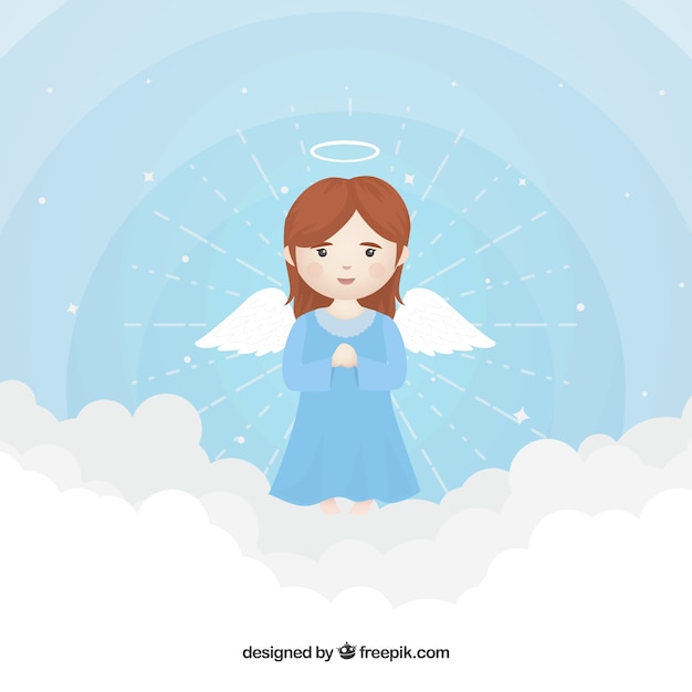 Free vector christmas angel in the sky