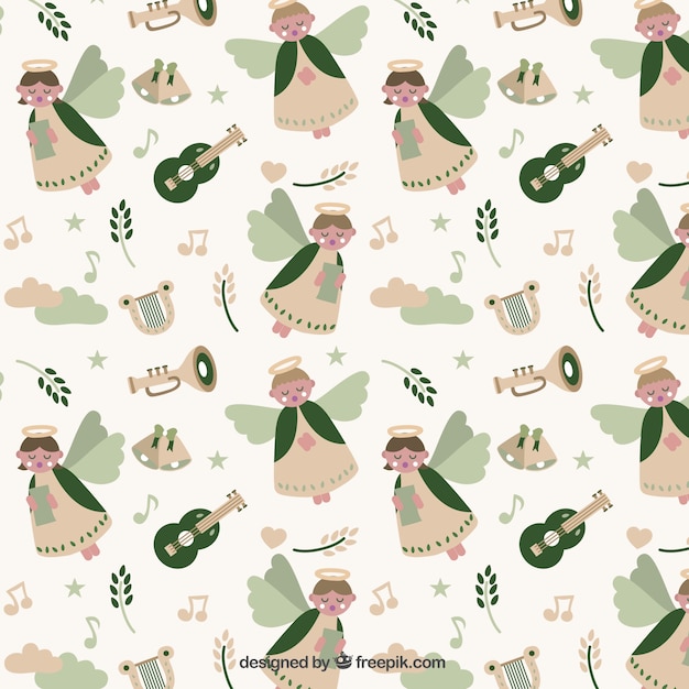 Free vector christmas angels pattern