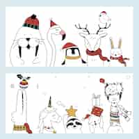 Бесплатное векторное изображение Рождественский баннер животных