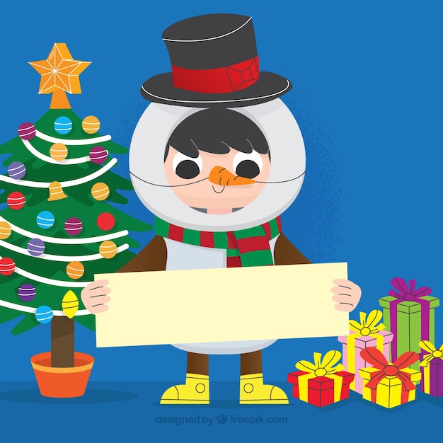 Christmas background of character with a poster