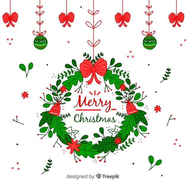 Free vector christmas background hand drawn