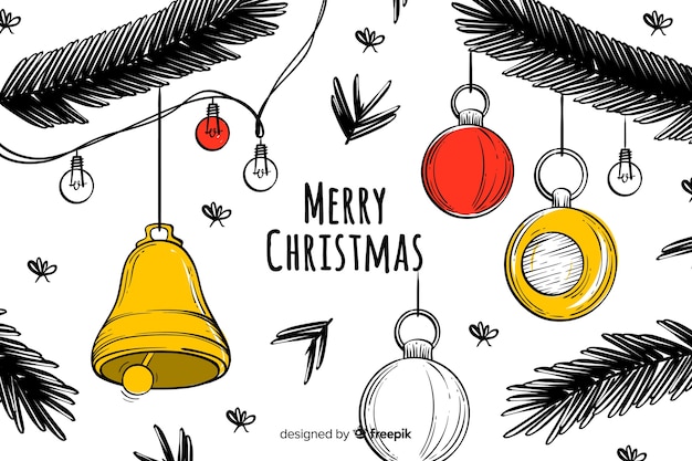 Бесплатное векторное изображение Рождественский фон в рисованной