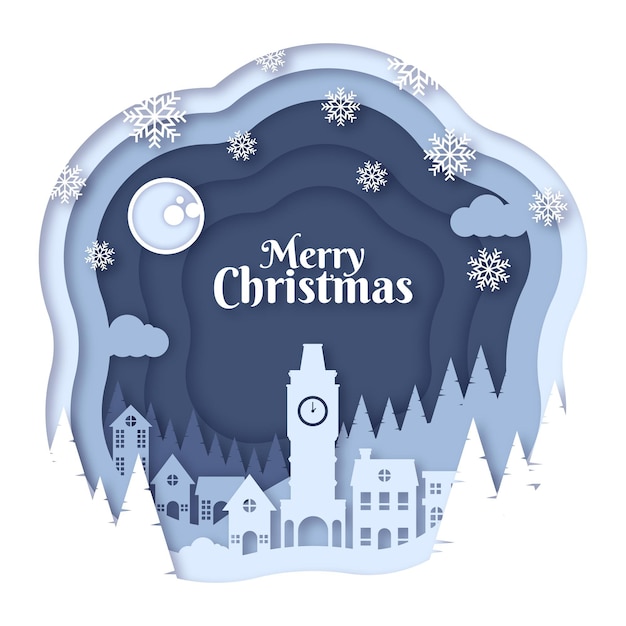 Бесплатное векторное изображение Рождественский фон в бумажном стиле
