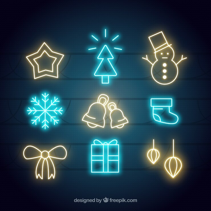 Free Vector christmas background of neon lights