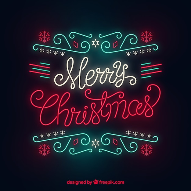 Christmas background in neon