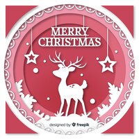 Free vector christmas background in paper cut style