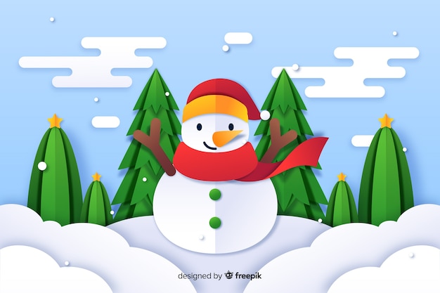 Free vector christmas background in paper style