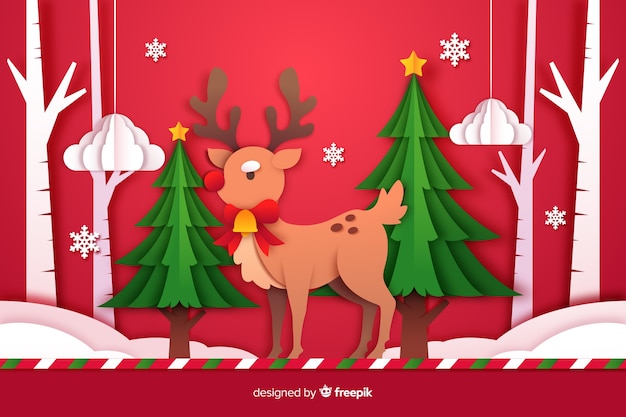 Christmas background in paper style Free Vector