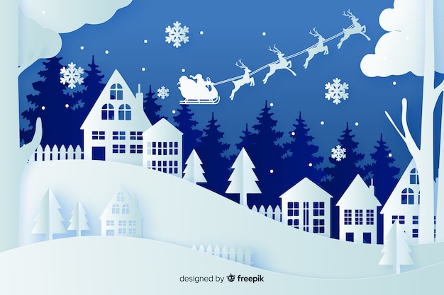 Free vector christmas background in paper style