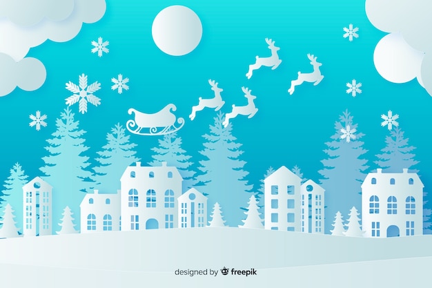 Free vector christmas background in paper style