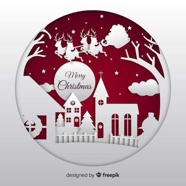 Free vector christmas background in paper style