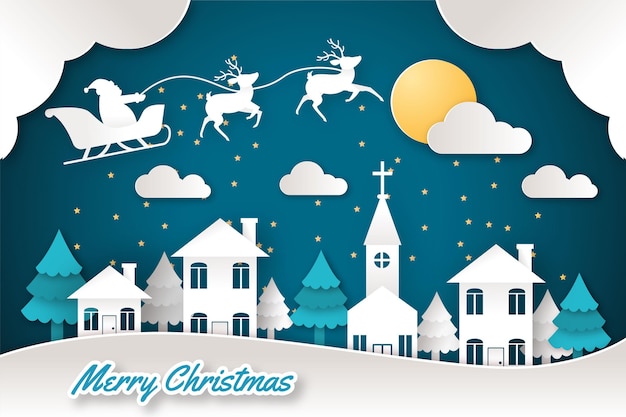 Free vector christmas background in paper style