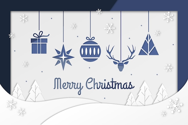 Free vector christmas background in paper style