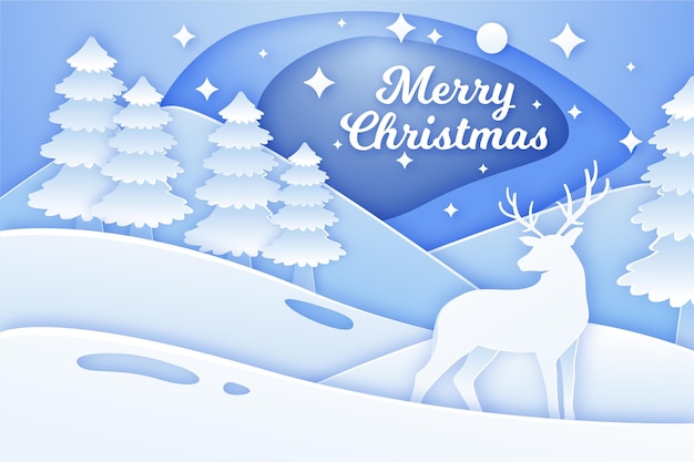 Free vector christmas background in paper style