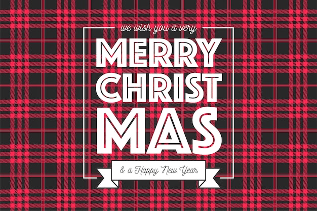 Free vector christmas background in red and black tartan pattern