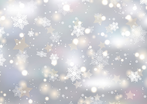 Free vector christmas background of snowflakes and stars