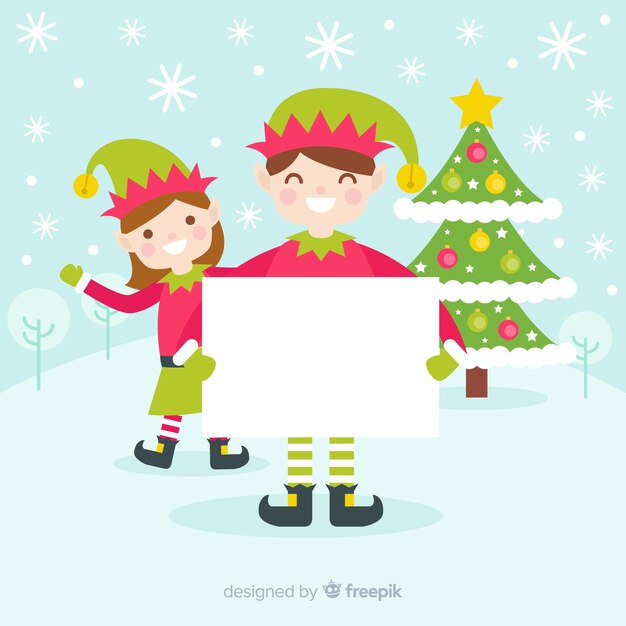 Christmas background waving elf