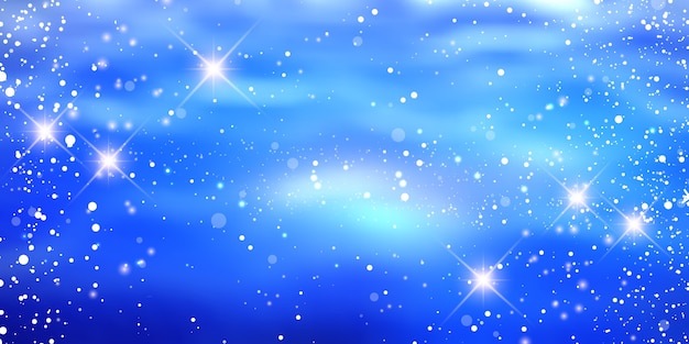 無料ベクター 雪と星のデザインとクリスマスの背景