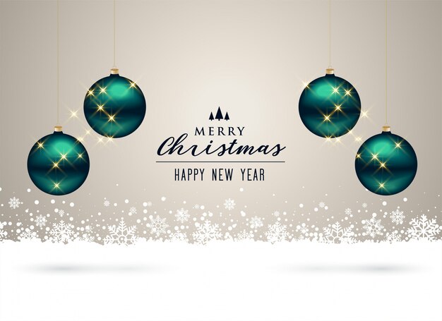 Christmas background with balls and snowflakes decoration