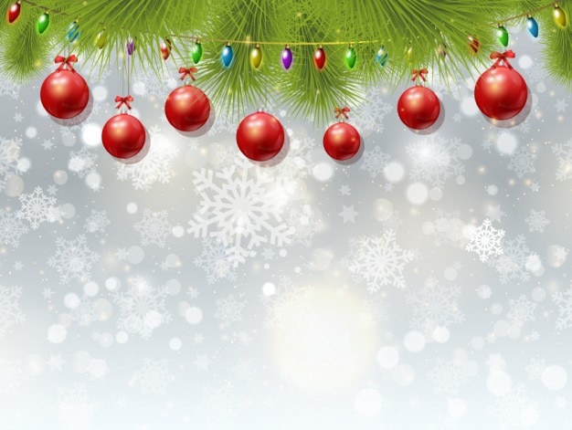 मुफ़्त वेक्टर christmas background with baubles and lights