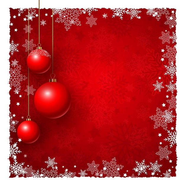 Free vector christmas background with baubles and snowflakes