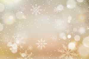 Free vector christmas background with bokeh and snowflakes