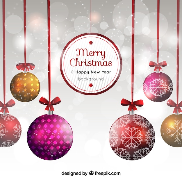 Free vector christmas background with colorful balls