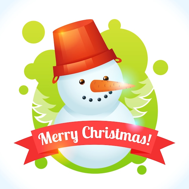 Christmas background with cute snowman